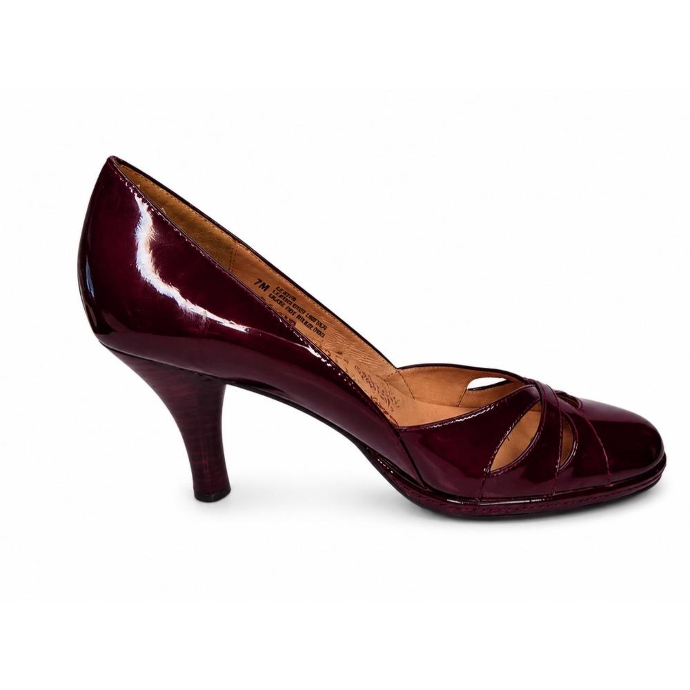 Söfft Burgundy Patent Leather Heels Pumps Womens Size 7M Cutout Career Shoes - Picture 4 of 8
